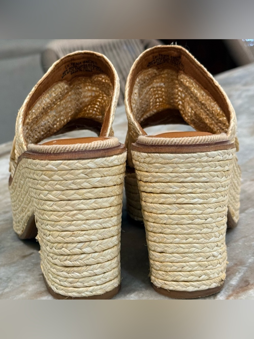 Women’s LUCKY BRAND Natural woven platform mule sandals- Size 6 - Picture 4 of 7